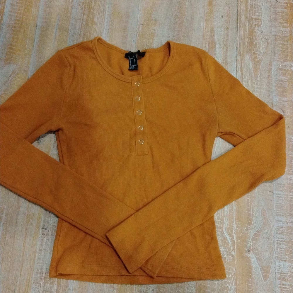 Forever  21 Burnt Orange Cropped Top Long Sleeve